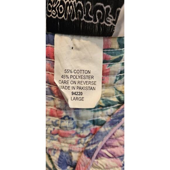 Crowntuft Womans LG PAJAMA Nightgown pink Floral Quilted Colae Large Pockets - Picture 10 of 10
